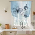 thumbnail image 3 of Blue Flower Tie Up Curtain Valance for Window,Adjustable Rod Pocket Window Curtains Shades,Retro Gradient Texture Painting Plant Leaf Light Filtering Valance Drapes for Living Room Bedroom 46"x63", 3 of 9