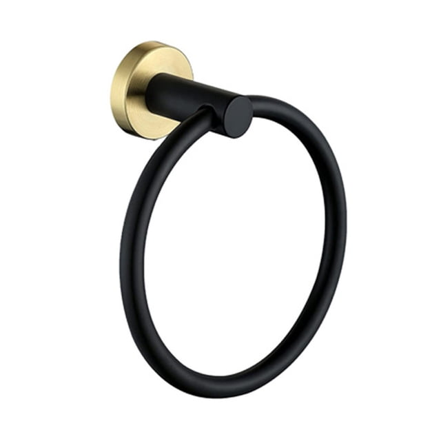 pitrice Towel Ring Fixing Rings Hanging Rack Convenient Towels Hangers for Indoor Use Hanger Stand for Home Bathroom Kitchen Use Black gold 1Set