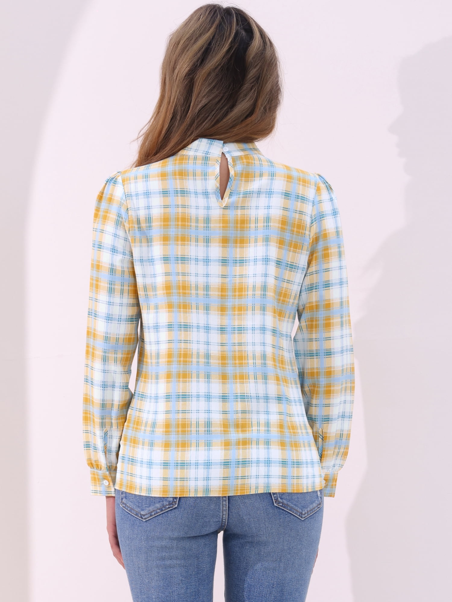 DARING DIVA Bow-Tie Neck Shirt Tops XL White Yellow Green