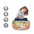 thumbnail image 2 of Woodland Storage Toy Bag Chair, Colorful Cartoon Style Whimsical Owls Acorns Leaves Butterflies Trees, Stuffed Animal Organizer Washable Bag, Small Size, White and Multicolor, by Ambesonne, 2 of 3