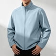 thumbnail image 2 of PNTUTB Jacket for Men Full Zip Stand Collar Coat Solid Color Long Sleeve Casual Comfort Fall Winter Trendy Versatile Outwear with Pockets, 2 of 7