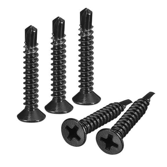 #7 x 1" Sheet Metal Screws, 50 Pack 410 Stainless Steel Flat Head Screws