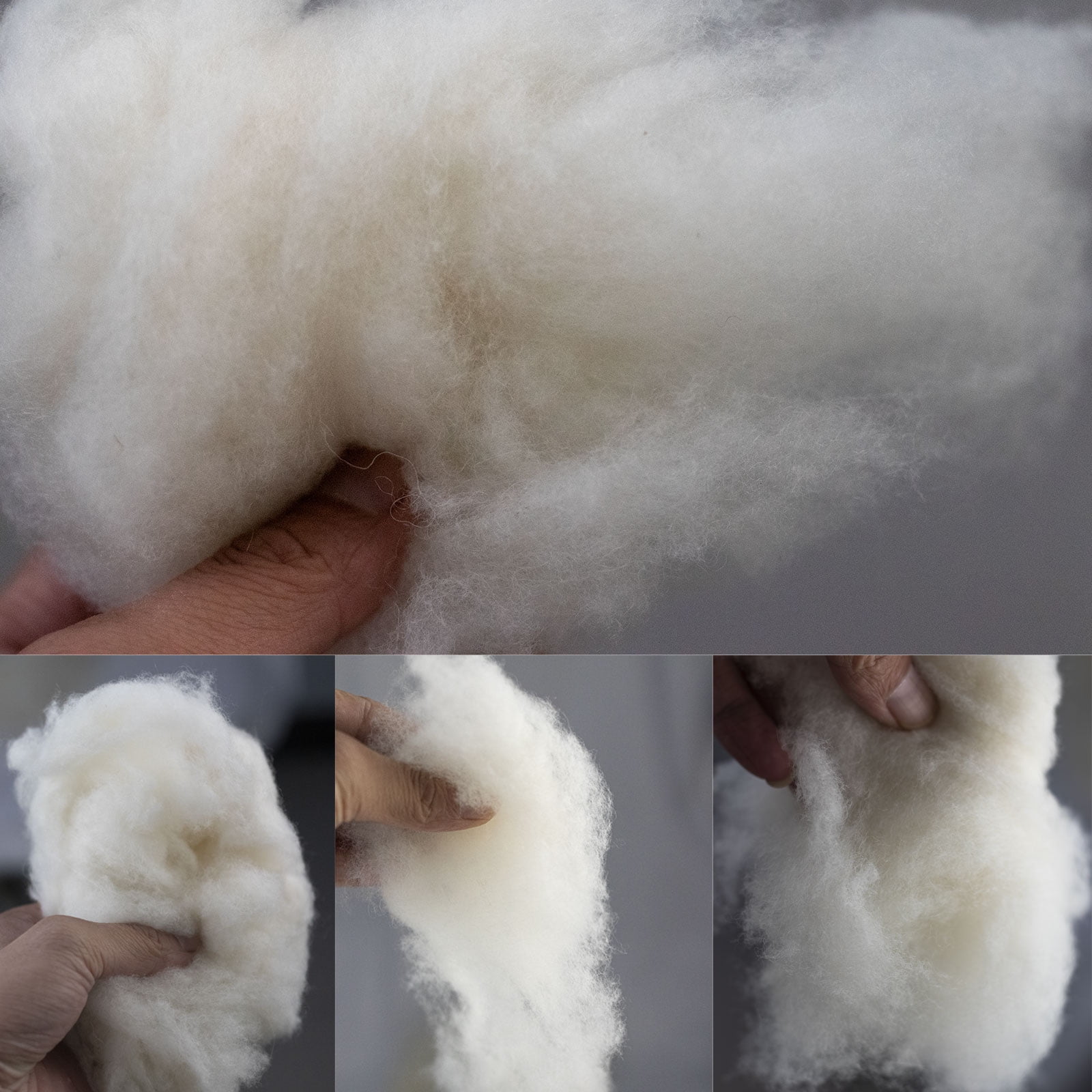 Natural Wool Stuffing for Stuffed Animals - 100% Organic Wool Batting Filler for Pillows, Cushions, Felting, Needlework Ultra Soft & Hypoallergenic Safe for Baby Toys Natural White Stuffing (12oz)
