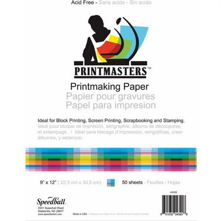 Speedball Print Master Block Printing Paper, 9"x 12" 60 Pound 50 Sheets
