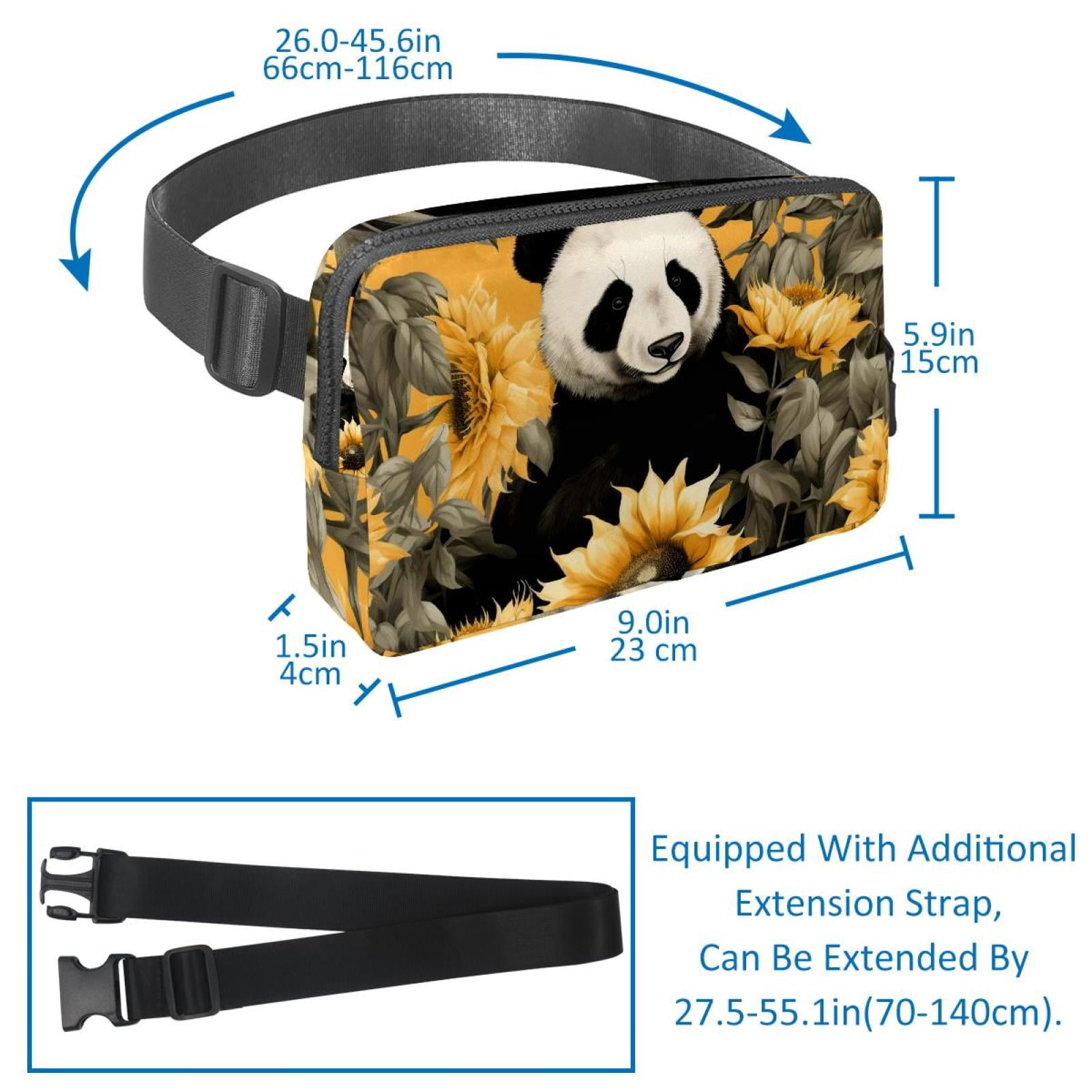 Panda sunflowers Lightweight Adjustable Extension Strap Unisex Fanny Pack Crossbody Bag Waist Packs