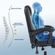 thumbnail image 3 of Silla de oficina ergonómica giratoria - Respaldo alto con soporte lumbar ajustable - Piel sintética negra - Reposabrazos acolchados y altura regulable - Ruedas silenciosas - Color negro, 3 of 8