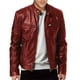thumbnail image 1 of Chaqueta de cuero informal para hombre con cierre de cremallera frontal Ropa exterior vintage para trabajar, conducir, viajar, 1 of 5
