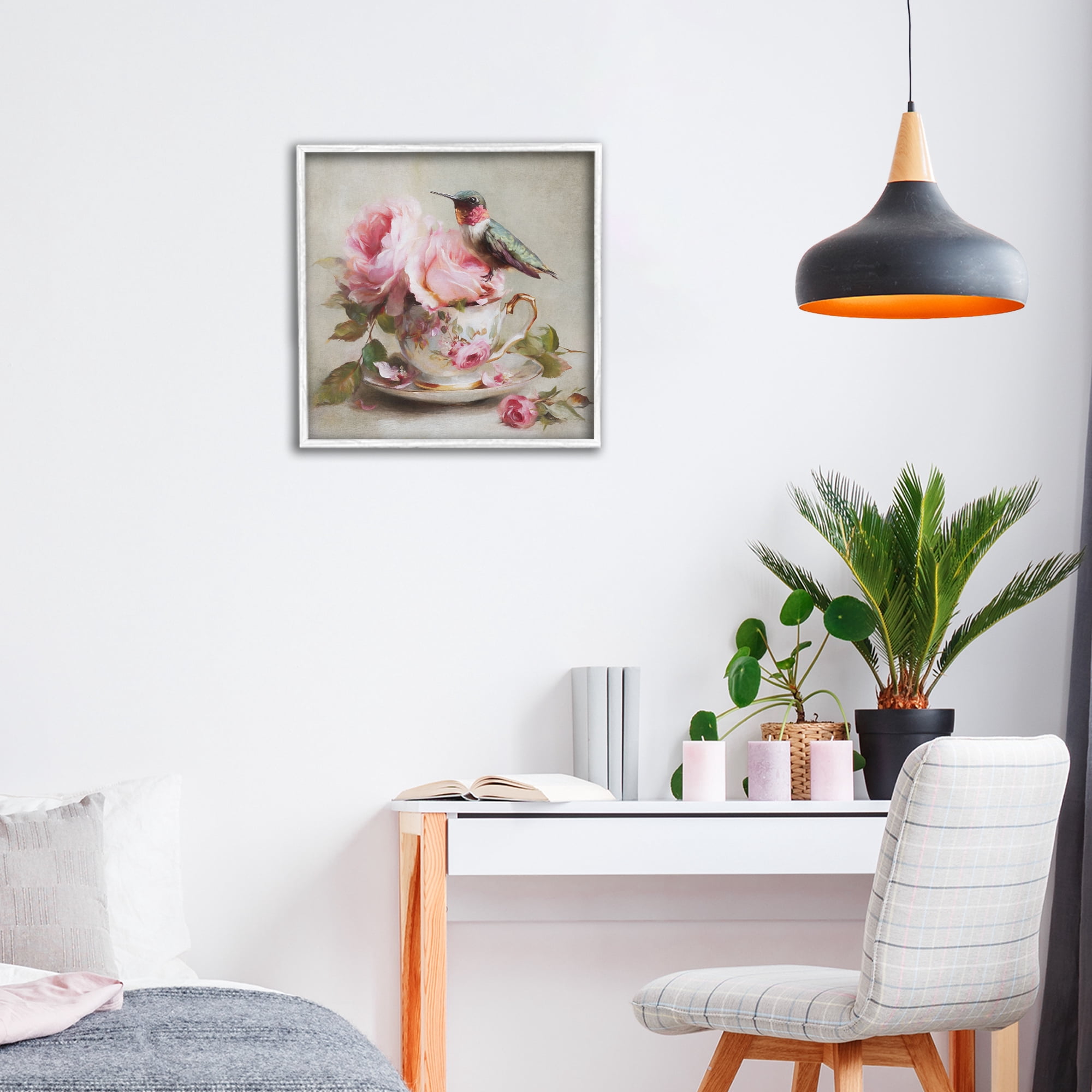 Stupell Industries Hummingbird & Tea Cup White Framed Giclee Art, design by Tina LeCour
