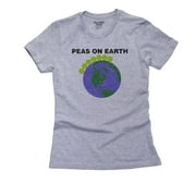 Pees On Earth - Cute Funny Peace on Earth Pun Women's Cotton Grey T-Shirt