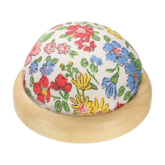Uxcell Pin Cushion Wooden Base Japanese Style Round Pincushion for Sewing and Quilting Multicolor Flower
