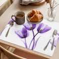 thumbnail image 3 of Luxury Purple Tulip Placemats Set of 6 Watercolor Spring Rustic Floral Place Mats Indoor Wipeable Table Mats Washable Cloth Dining Table Placemats for Kitchen Holiday Party Home Decor 13x19 Inch, 3 of 9