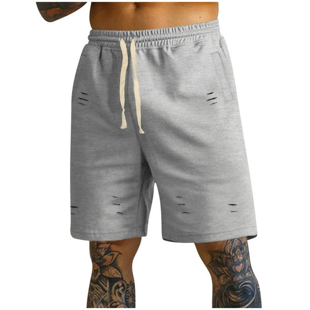 pstuiky Pantalones cortos para hombre, Pantalones cortos holgados de verano para hombre, deportivos, de playa, informales, para fitness y exteriores, con perforaciones.
