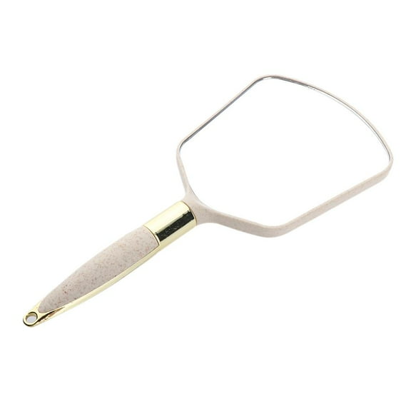 Compact European Style Personal Hand Mirror with Handle for Salon - Beige, as