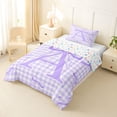 thumbnail image 2 of Erosebridal Cute Coquette Bow Twin Comforter Sets For Girls,Purple Alphabet A Theme Kids Bedding Set,Colorful Stars Reversible,2 Pieces, 2 of 7