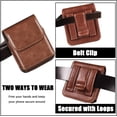 thumbnail image 3 of Haobuy for Samsung Galaxy Z Flip 5 / Z Flip 4 /Z Flip 3 Leather Phone Holster with Belt Clip Pouch Waist Bag for Motorola Razr-Brown, 3 of 5