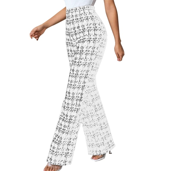 SBYOJLPB Womens Plaid Wide-Leg Trousers with High-Waist Design Classic Plaid Pants Elegance and Everyday Outfits