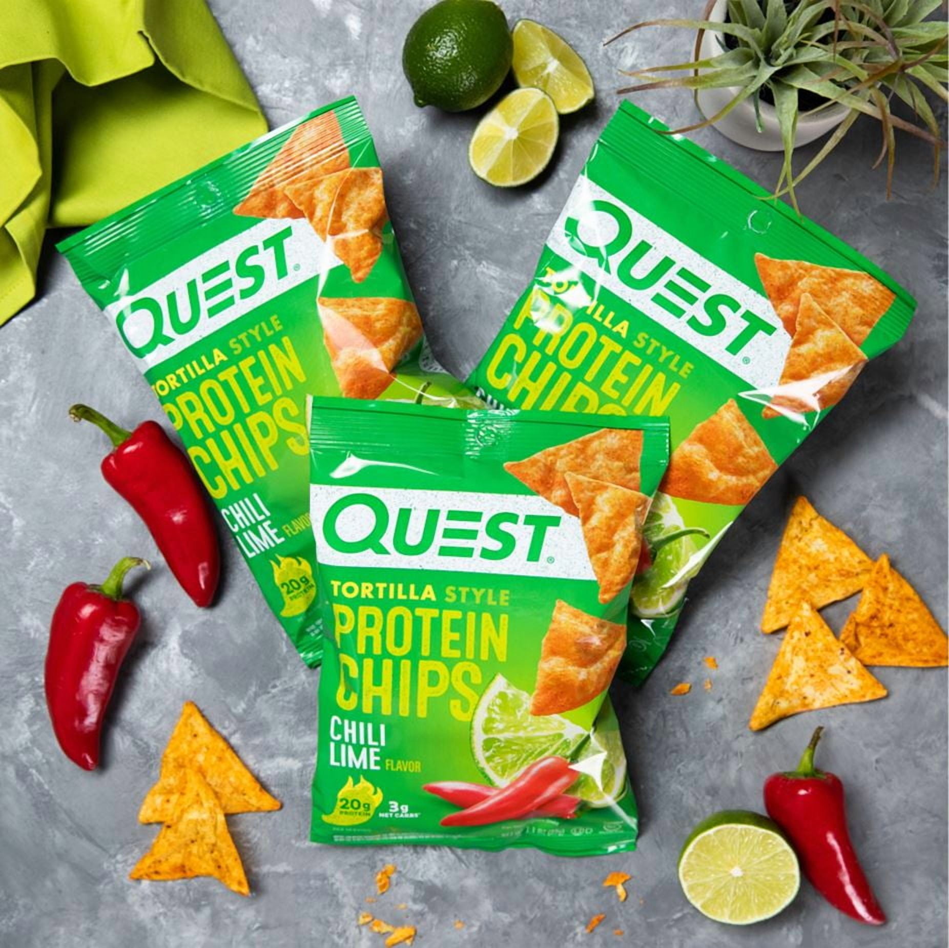 2 pack) Quest Tortilla Style Protein Chips, Chili Lime, 1.1
