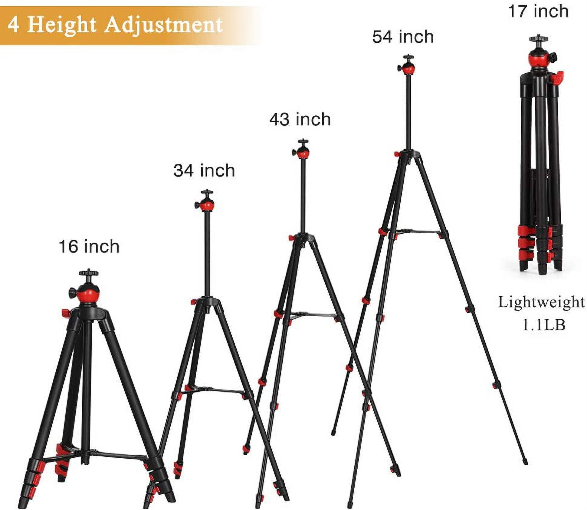 Oumilen Phone Tripod with Bluetooth Remote 54" Adjustable Stand with Mount Holder 360° Panoramic Ball Head for Smart Phone Sports Camera