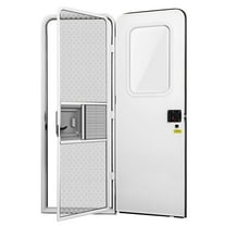 Hemoton Camper Door White Aluminum Alloy Tempered Glass Window Weatherproof Design for Trailers