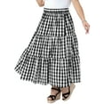 thumbnail image 4 of Agnes Orinda Women's Plus Size Plaid Skirts 1950s Gingham Tiered Layer Flowy Maxi Summer Casual A Line Skirts with Pockets 2X Black, 4 of 7