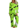 thumbnail image 3 of QIUOMBBP Halloween Pajamas for Women 2 Piece Sets Funny Graphic Long Sleeve Shirts and Pants Loungewear Pjs Fall Winter Sleepwear, Mint Green, M, 3 of 7