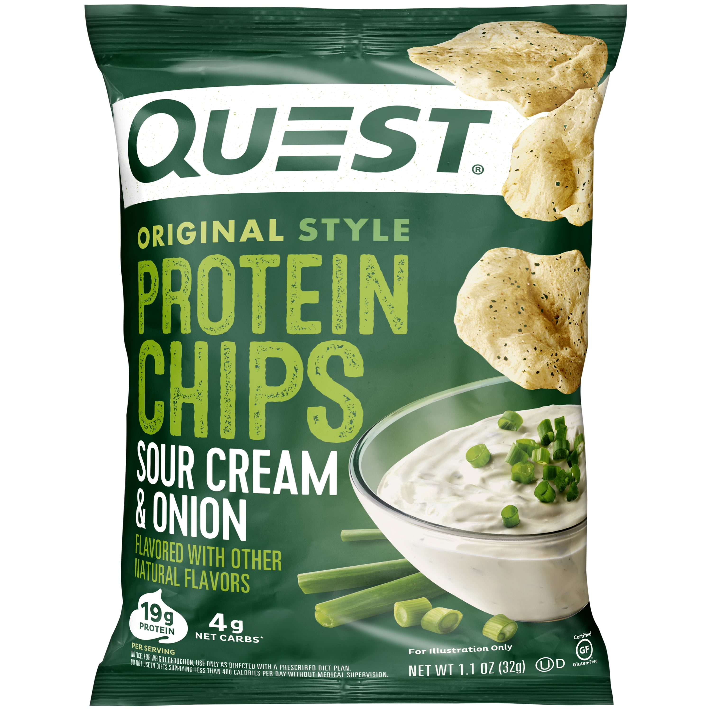 Quest Original Style Protein Chips, Variety Mix; BBQ, Cheddar & Sour Cream, and Sour Cream & Onion, 1.1oz Bags, 12 Count