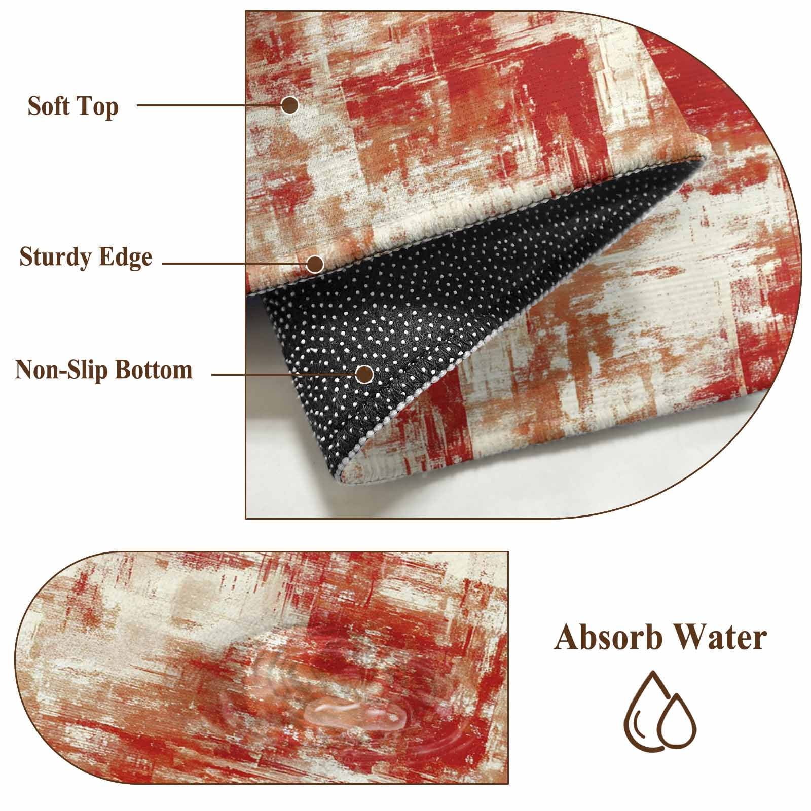 Area Rug for Living Room, Red Ombre Non-Slip Indoor Ex Large Carpet for Bedroom/Dining Room, Gradient Abstract Art Vintage Washable Low-Profile Rectangle Floor Runner Rugs - 8 x 10 Ft