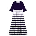 thumbnail image 4 of Little Girls Maxi Dress 4-14 Years Ruffle Half Sleeve Round Neck Floral Print Tiered Long Dress with Side Pockets Purple H 5-6 Years, 4 of 7