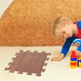 thumbnail image 3 of 10-Piece EVA Puzzle Floor Mat Set, Anti-Footprint Wood Grain Exercise Flooring Home Gym, Living Room, Play Area Brown, 3 of 7