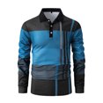 thumbnail image 3 of Waffleknit Golf Shirts for Men Long Sleeve Button Collared T-Shirts Mens Casual Color-Block Pullover Breathable Lapel Office Work Tees Tops, 3 of 7