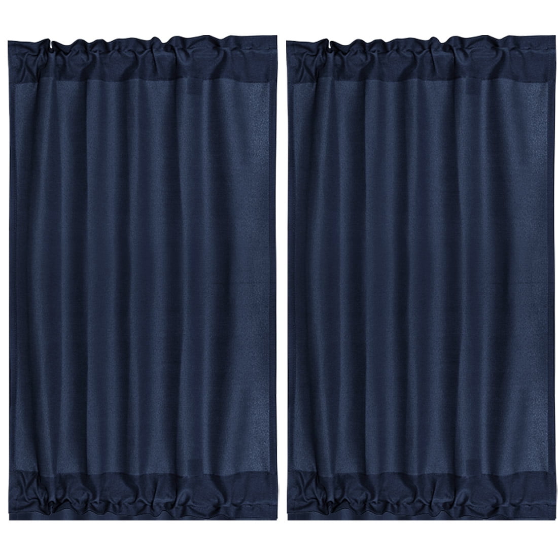 Unique Bargains 2Pack Rod Pocket Door French Curtains Navy Blue 25" x