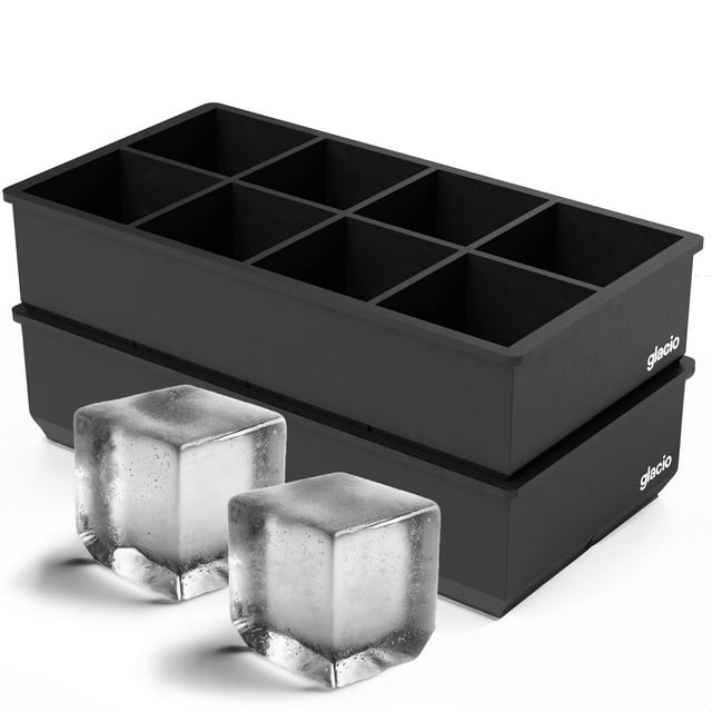 Bandejas de silicona Ice Cube Molds glacio, paquete de 2 unidades, 8 cubos grandes