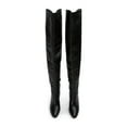thumbnail image 2 of FSJ Women Sexy Chunky Thigh High Heel Back Lace Up Over The Knee Boots Almond Closed Toe Side Zipper Boots Wide Calf Dress Shoes Size 11 Black, 2 of 4