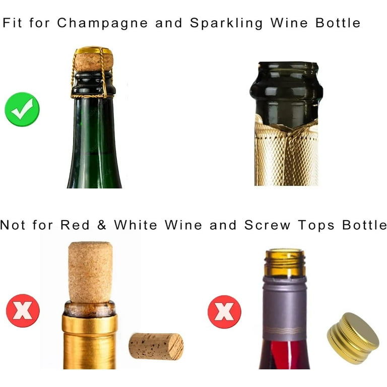 Champagne Stopper with Twist Lock Bulk Set of 6, Reusable Mini
