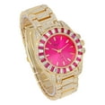 thumbnail image 2 of Women's Baguette Cut Diamond Crystal Bling'ed Out Watch - Drop it Down with This Ice on Your Wrist Ladies!! Hakuna Matata!! - ST10372MLA (ST10372MLA Metal Gld Fushia/Fushia), 2 of 3