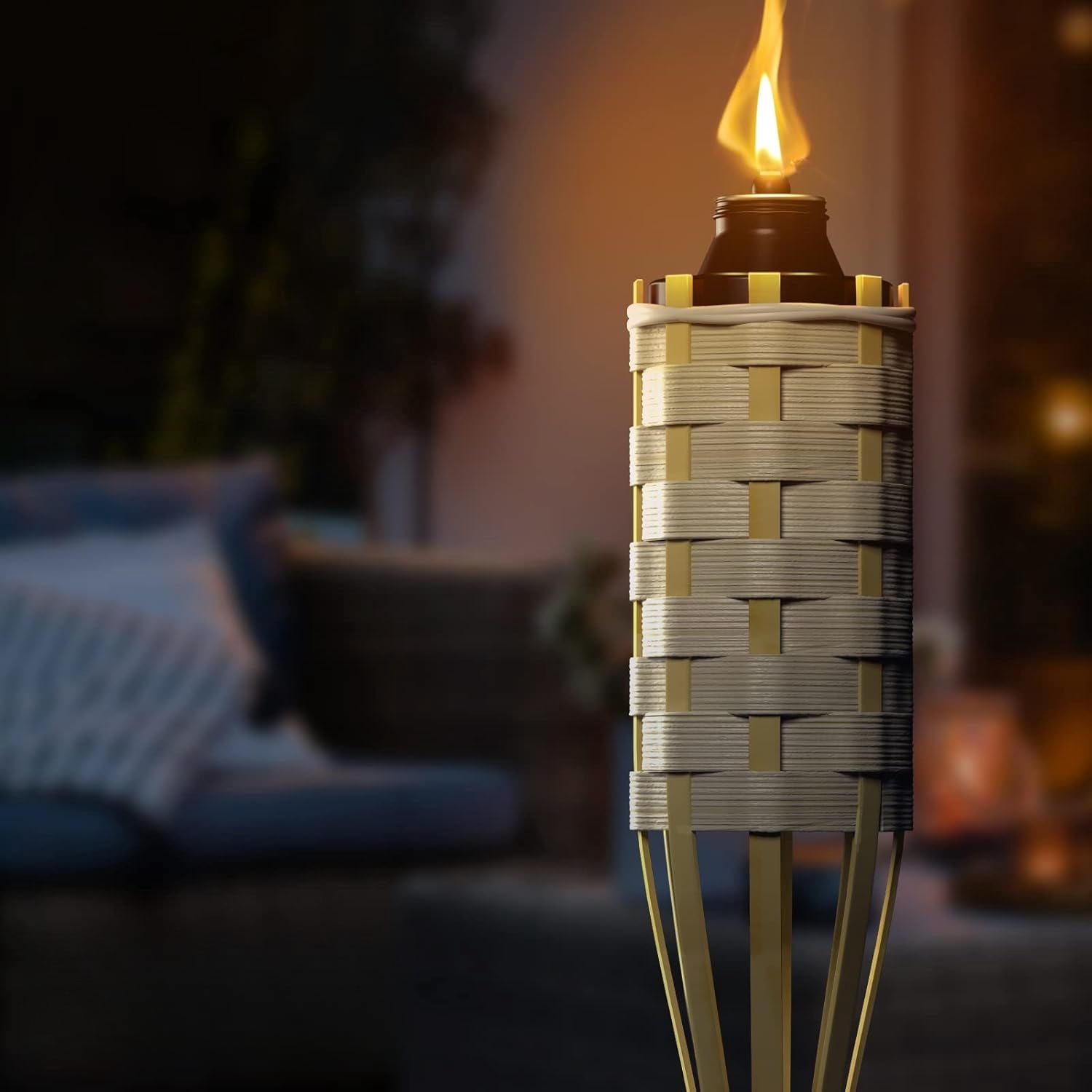 Torches for Outside Mosquitos Repellent - 5 Ft. Tall - (12 Pack) - Decorative Garden & Backyard Lights - Mosquito Torches Outdoor - Oil Lamp for Citronella - Flame Lasts Over 8 Hours