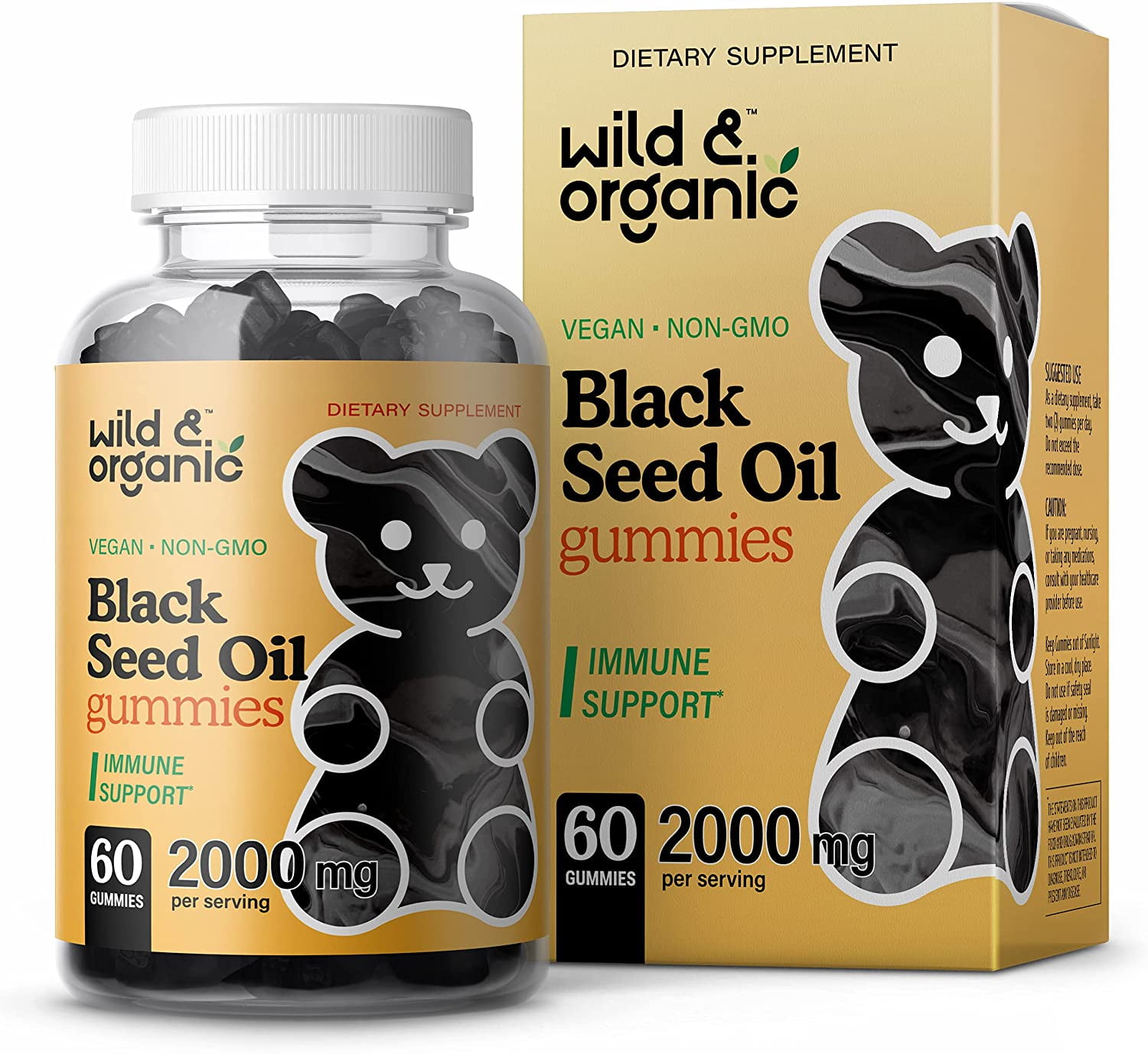 Wild & Organic Black Seed Oil Gummies for Immune Health Vegan, 60