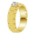 thumbnail image 2 of 14k Yellow Gold, Fancy Modern Design Band Ring Men Guy Gent Lab Created Gem Size 9.5, 2 of 3