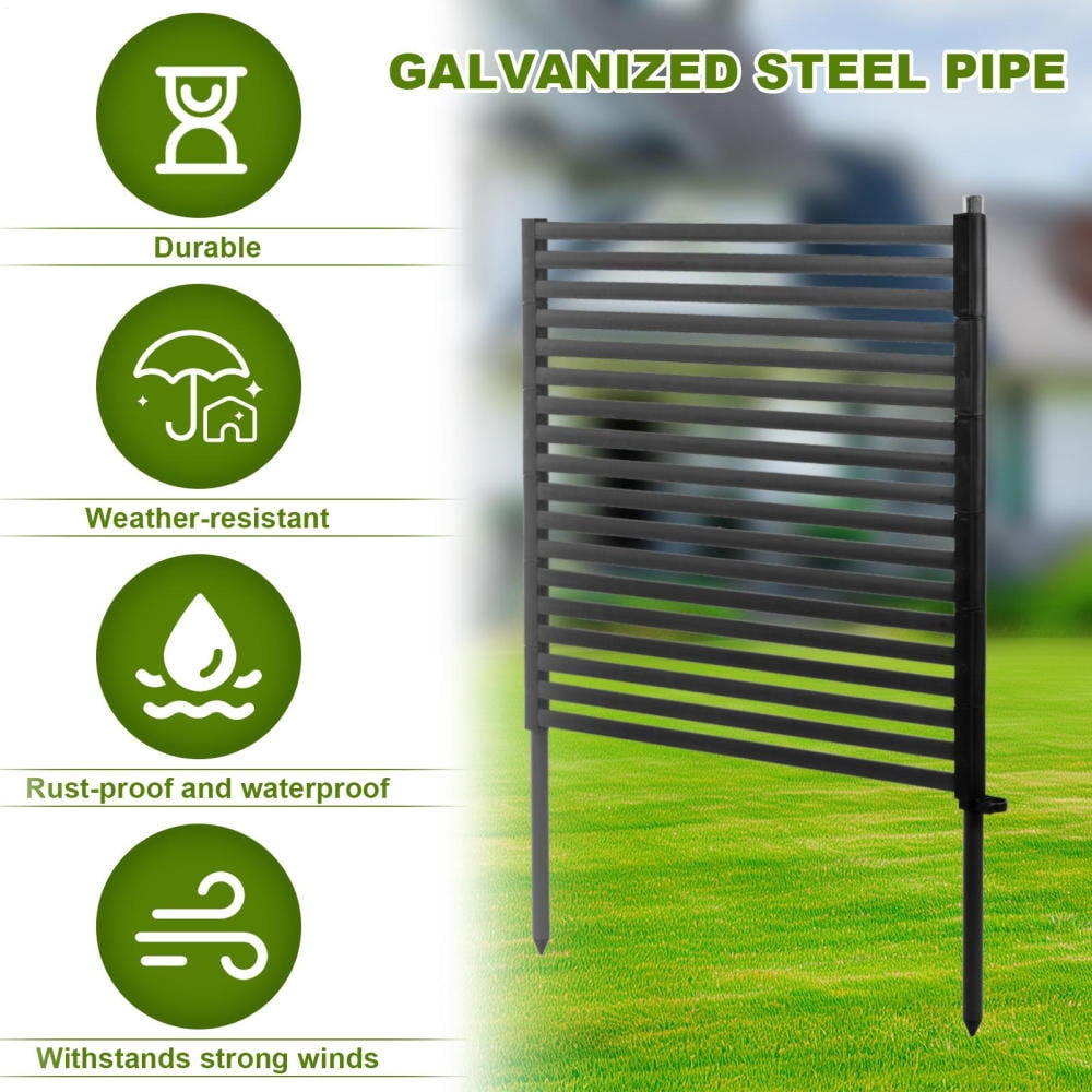 Sturdy Decorative Fence Screens, 3x4ft Black Galvanized Steel Privacy Screens for Backyard Seclusion