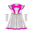 thumbnail image 5 of CHICTRY Kids Girls Alien Robot Astronaut Dance Sets Metallic Cap Sleeve A Line Dress with Tentacle Hot Pink-A 6, 5 of 7