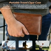 Travel Cigar Humidor,Leather Cigar Case with Cigar Lighter,Built-in Straight Cigar Cutter Cigar Punch,Portable Cigar Box with Humidifier and Cedar Tray,Cigar Accessories Set for Men,Hold 7 Cigars