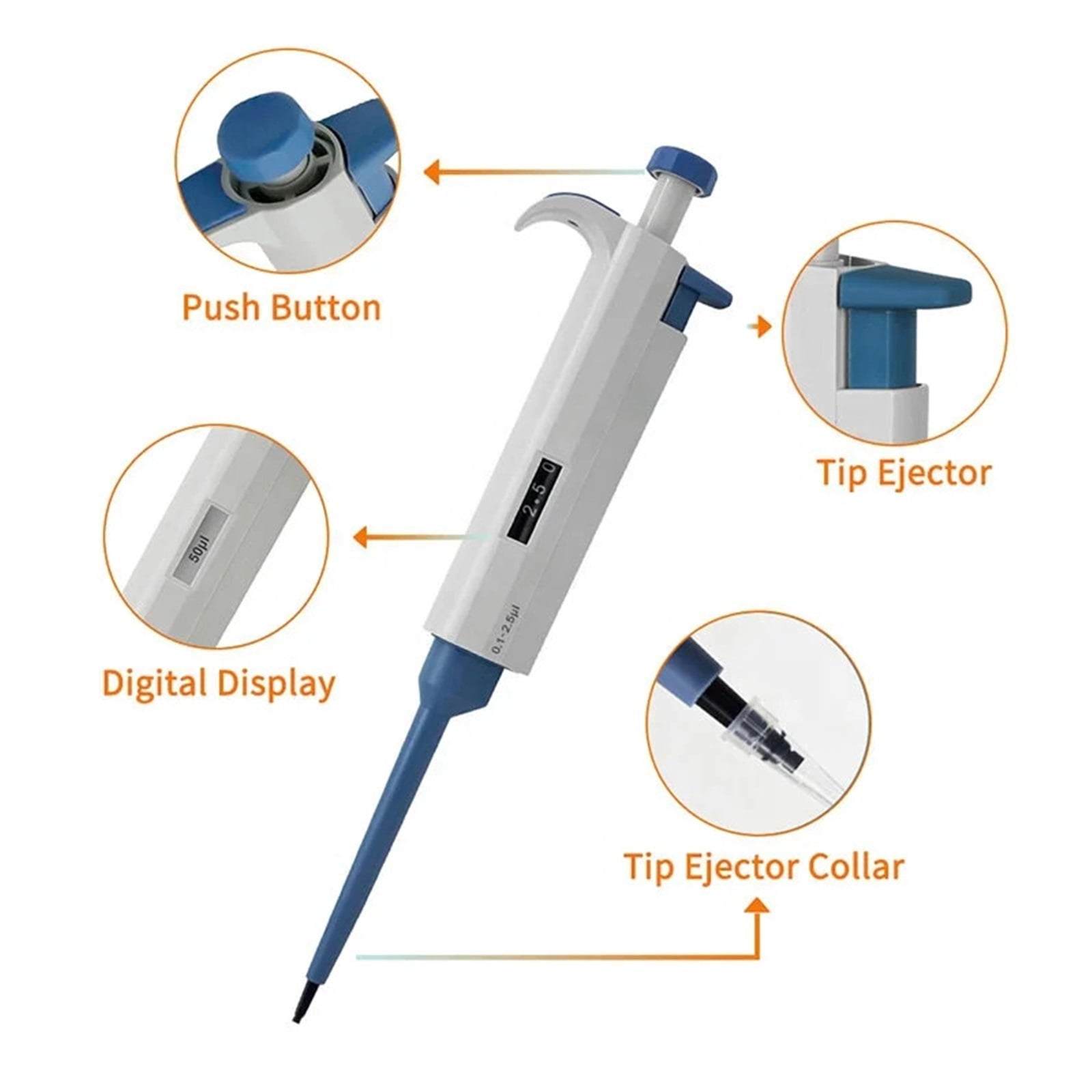 0.1 To 2.5l Ultransfer Single Channel Electronic Pipette Micropipette ,Precision & Accuracy