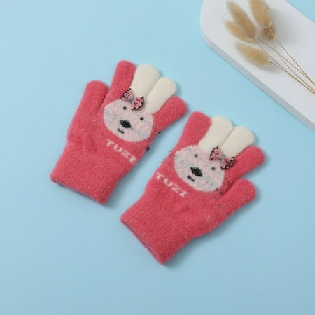 

Toddler Kids Baby Girls Boys Winter Warm Cartoon Rabbit Imitation Cashmere Full Finger Mittens Winter Gloves
