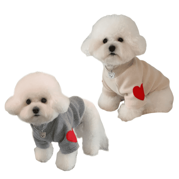 TELOLY 2Pcs Dog Sweater,Fleece-Lined Interior Dog Clothes for Small Dogs,Locks in Warmth Dog Apparel & Accessories,Color Mixing