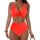 thumbnail image 4 of Traje de baño de bikini liso sin mangas para mujer, traje de baño push-up acolchado, conjuntos de blusa de traje de baño de poliéster para mujer, 4 of 6