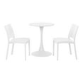 thumbnail image 5 of WestinTrends Playa 3-Piece Outdoor Round Metal Patio Dining Table Set With Stackable Patio Dining Side Chairs, White, 5 of 14