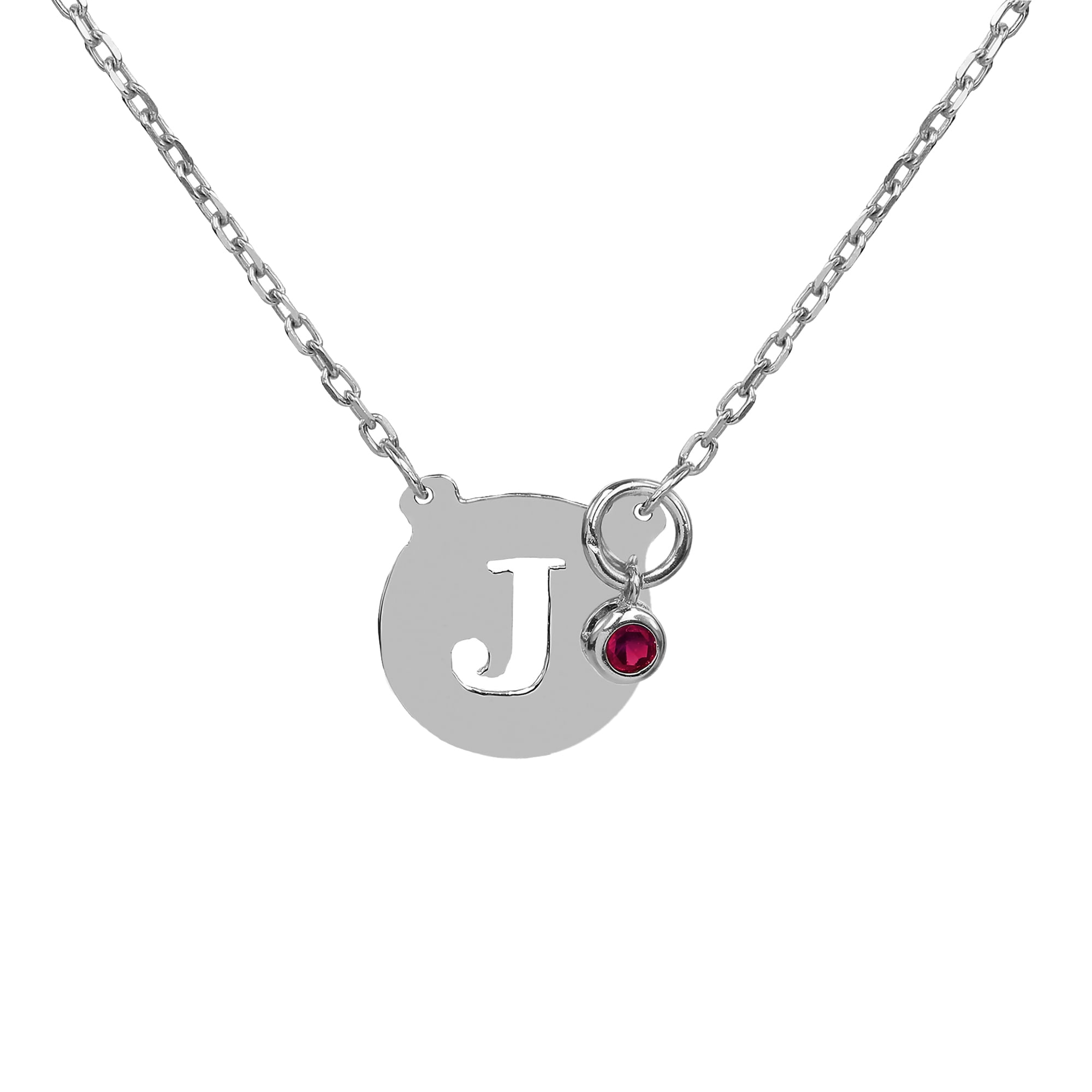 Personalized Pierced Single Capital Initial with Bezel Set Drop Birthstone