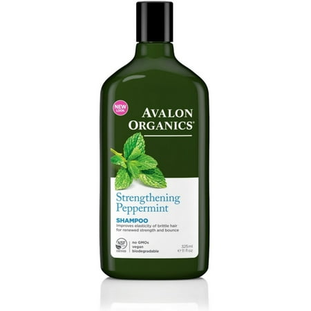 Avalon Organics Strengthening Shampoo, Pepppermint 11 oz (Pack of 4)