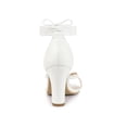 thumbnail image 2 of BLISSFUL STEP Outfit Women's Lace Up Heels Block Heel Flip Flops Sandals White 9, 2 of 7