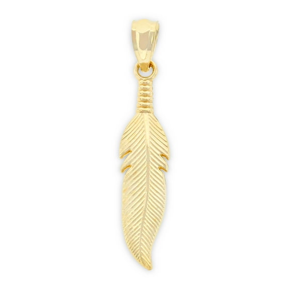Charm America - Gold Feather Charm - 10 Karat Solid Gold